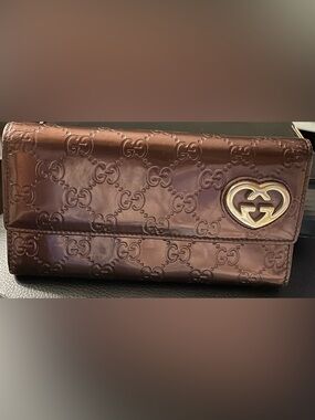 Gucci Patent GG-Embossed Wallet - Deep Wine